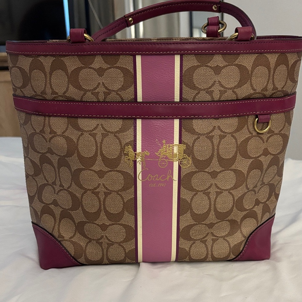 Coach Brown and Pink Signature Tote